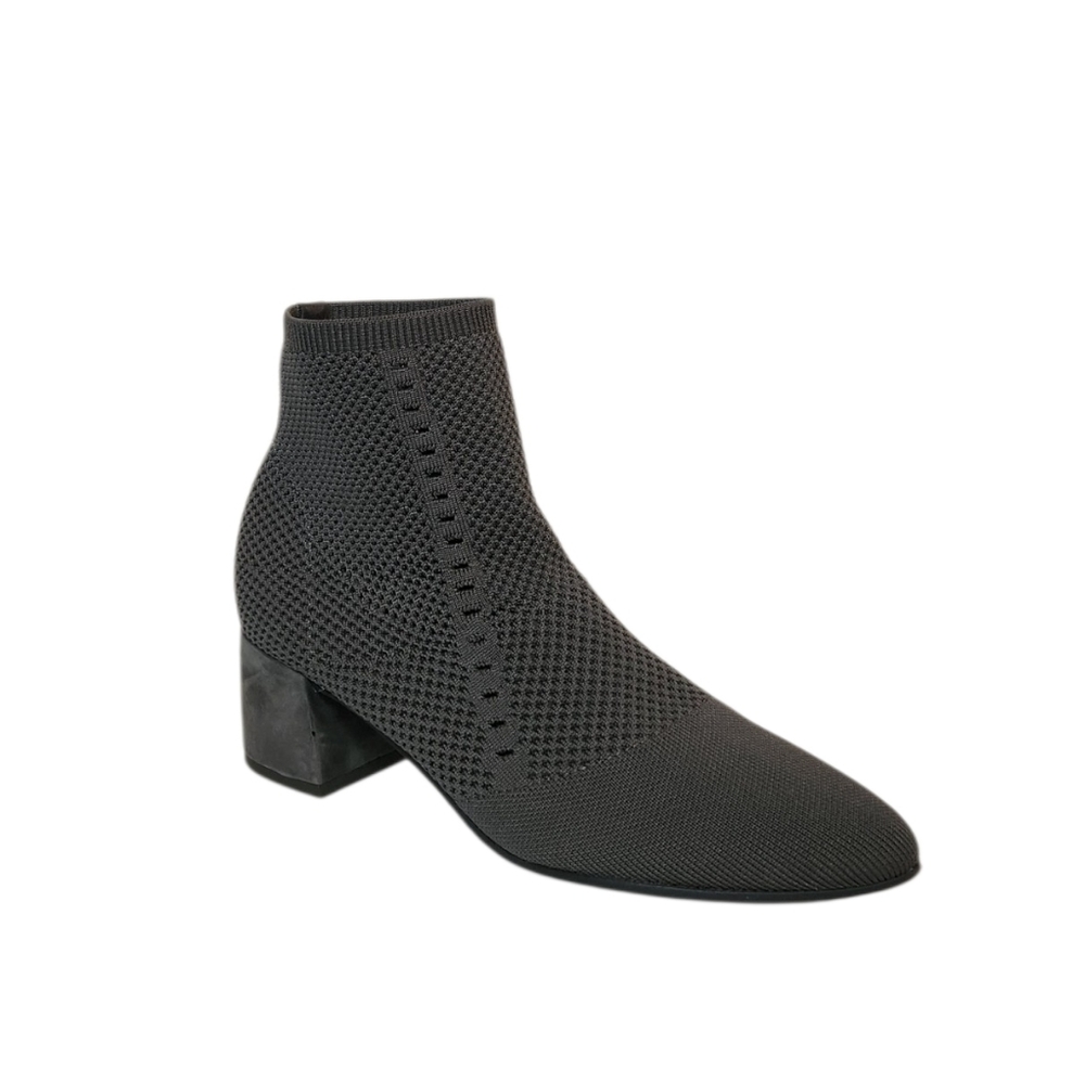 Eileen Fisher Purl Knit Sock Bootie Suede Heel Gray Size 9